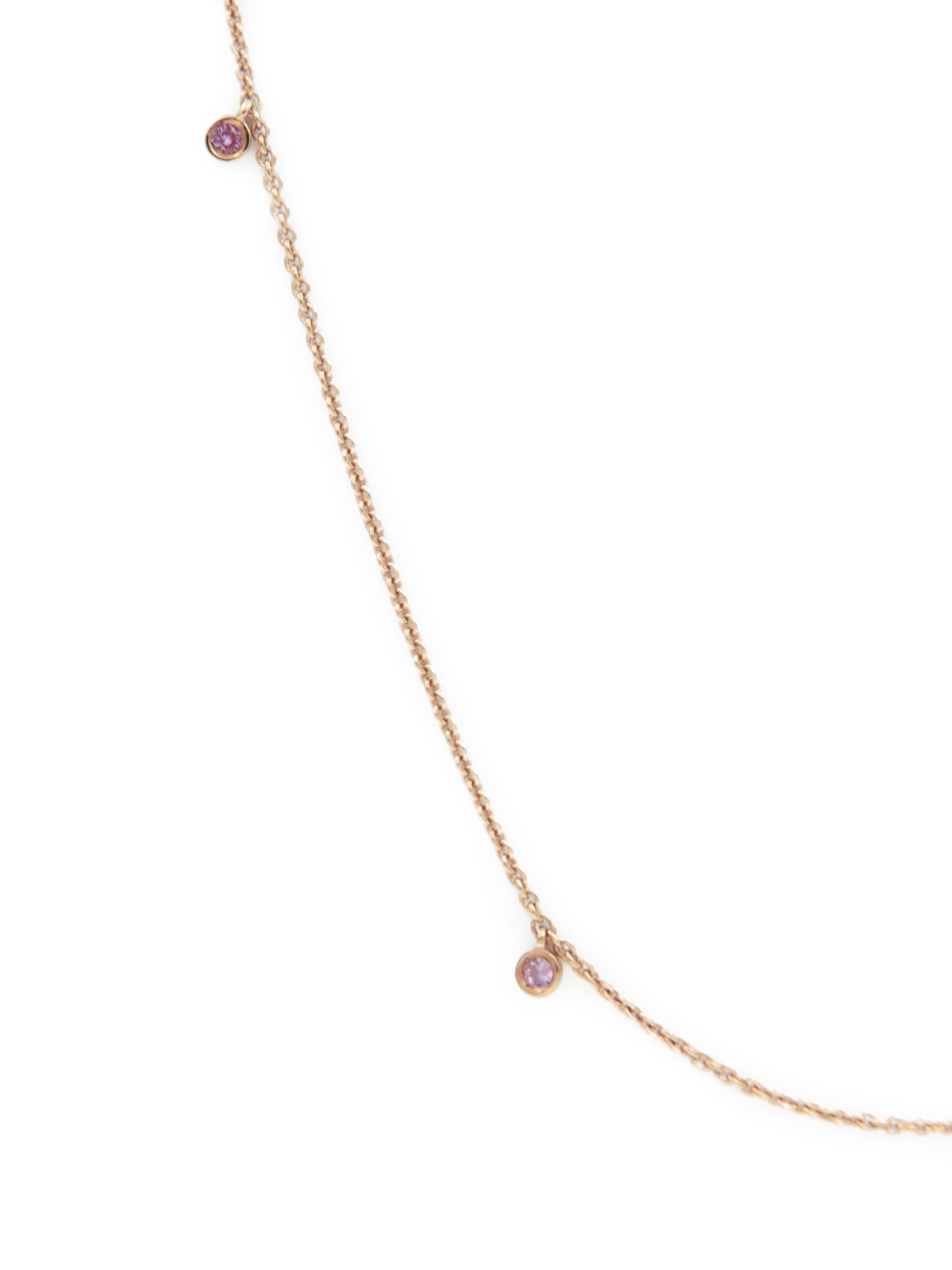Contemporary Julia-Didon Cayre 18 Karat Yellow Gold Pink Sapphire Chain Necklace For Sale