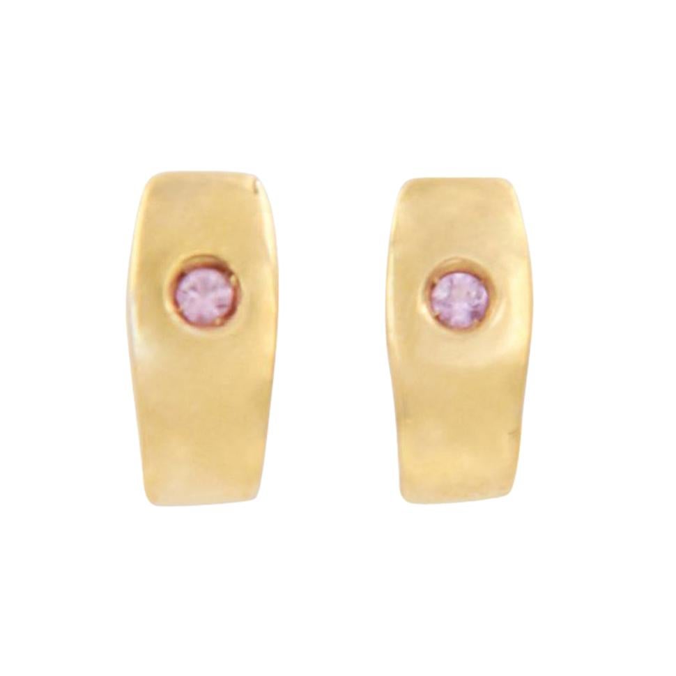 Julia-Didon Cayre 18 Karat Yellow Gold Pink Sapphire Earrings For Sale