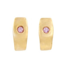 Julia-Didon Cayre 18 Karat Yellow Gold Pink Sapphire Earrings