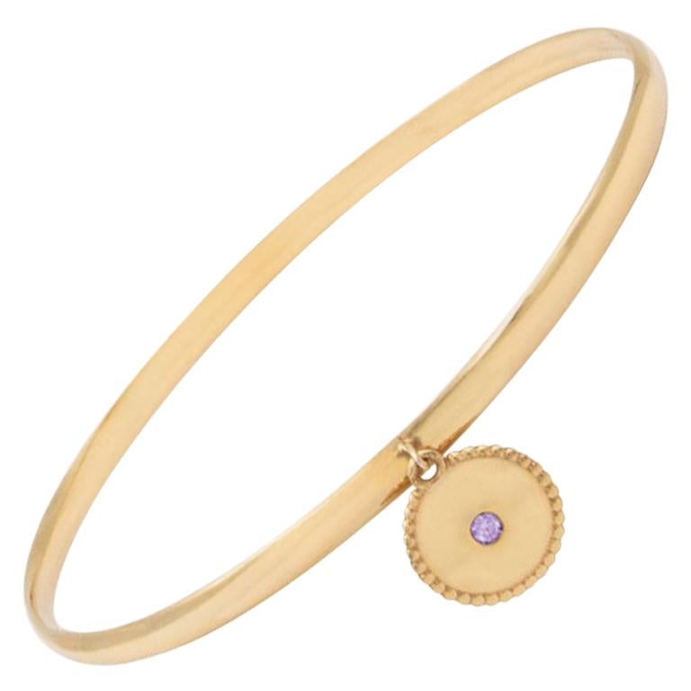 Julia-Didon Cayre Amethyst Charm Stacking Bracelet in 18 Karat Yellow Gold For Sale
