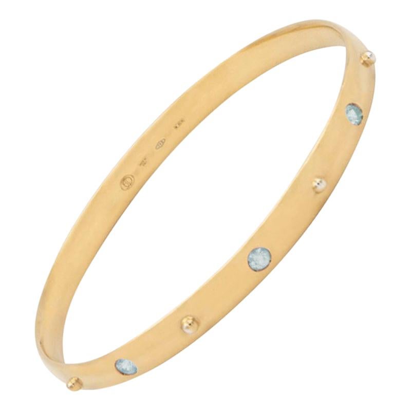 Julia-Didon Cayre Bangle Stacking Aquamarine Bracelet in 18 Karat Yellow Gold For Sale