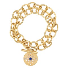 Julia-Didon Cayre Blue Sapphire and Diamond Bracelet in 18 Karat Yellow Gold