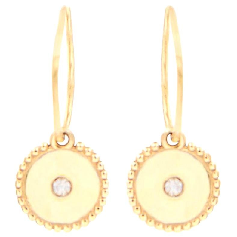 Julia-Didon Cayre Diamond Earrings in 18 Karat Yellow Gold with Charm For Sale