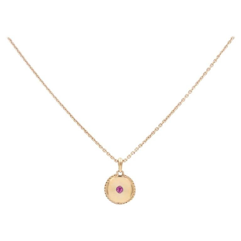 Julia-Didon Cayre Pink Sapphire Necklace with Charm in 18 Karat Yellow Gold For Sale