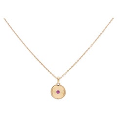 Julia-Didon Cayre Pink Sapphire Necklace with Charm in 18 Karat Yellow Gold