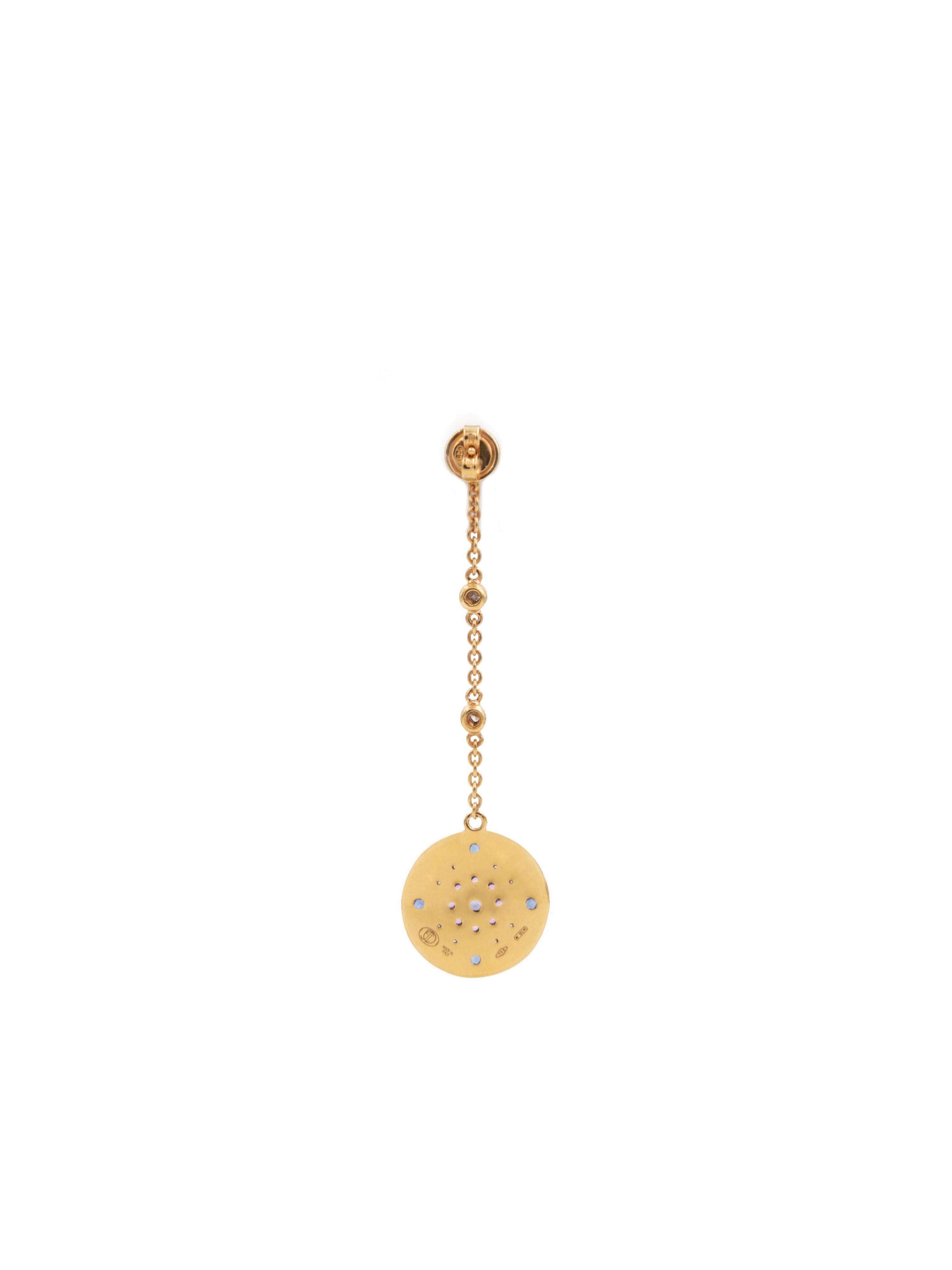 Contemporary Julia-Didon Cayre Sapphire, Citrine and Diamond Earrings in 18 Karat Yellow Gold For Sale