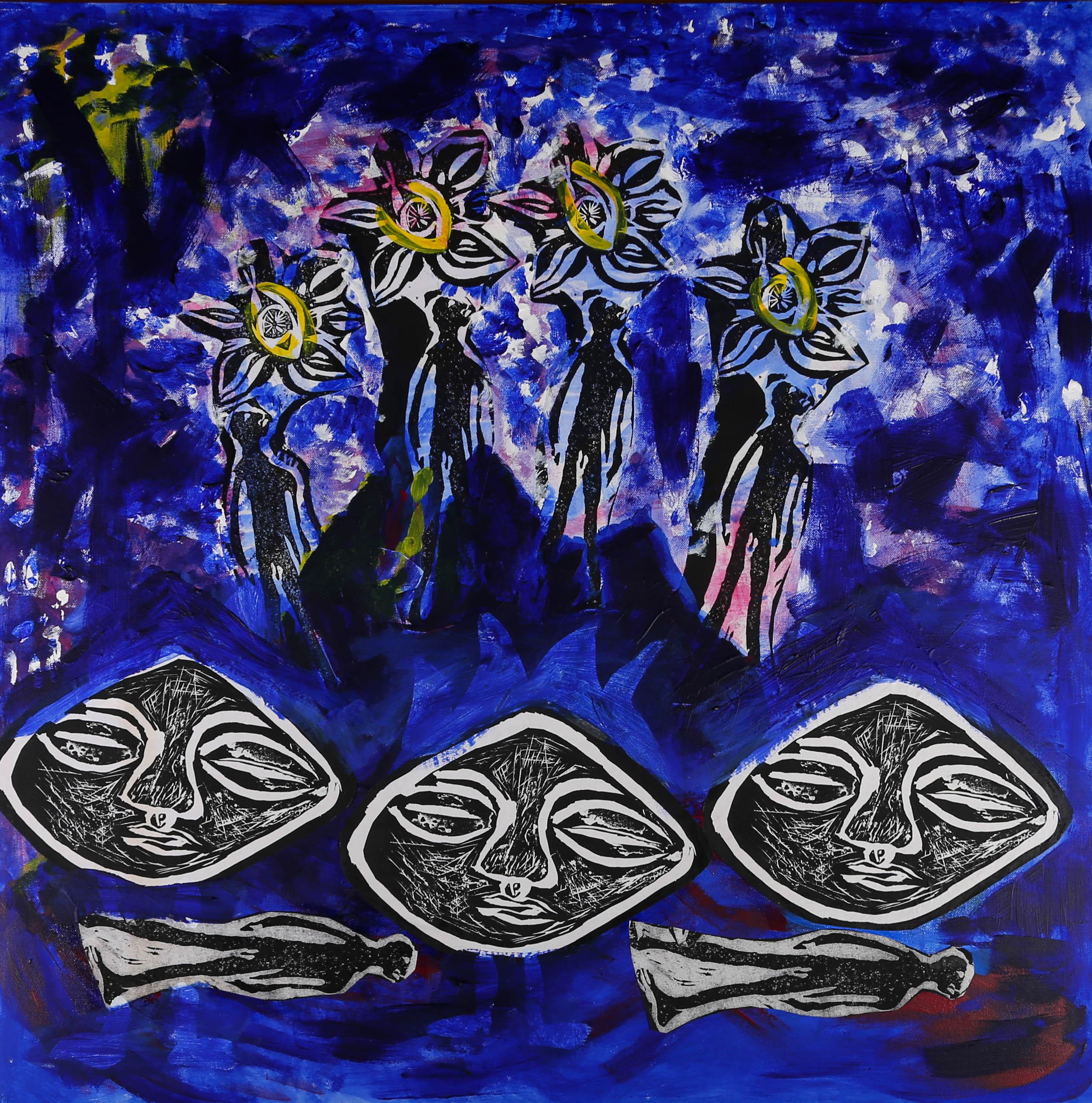 Juliette Goddard RCA, Juliette  2004 Mixed Media, Blauer Juwelen Berg 1