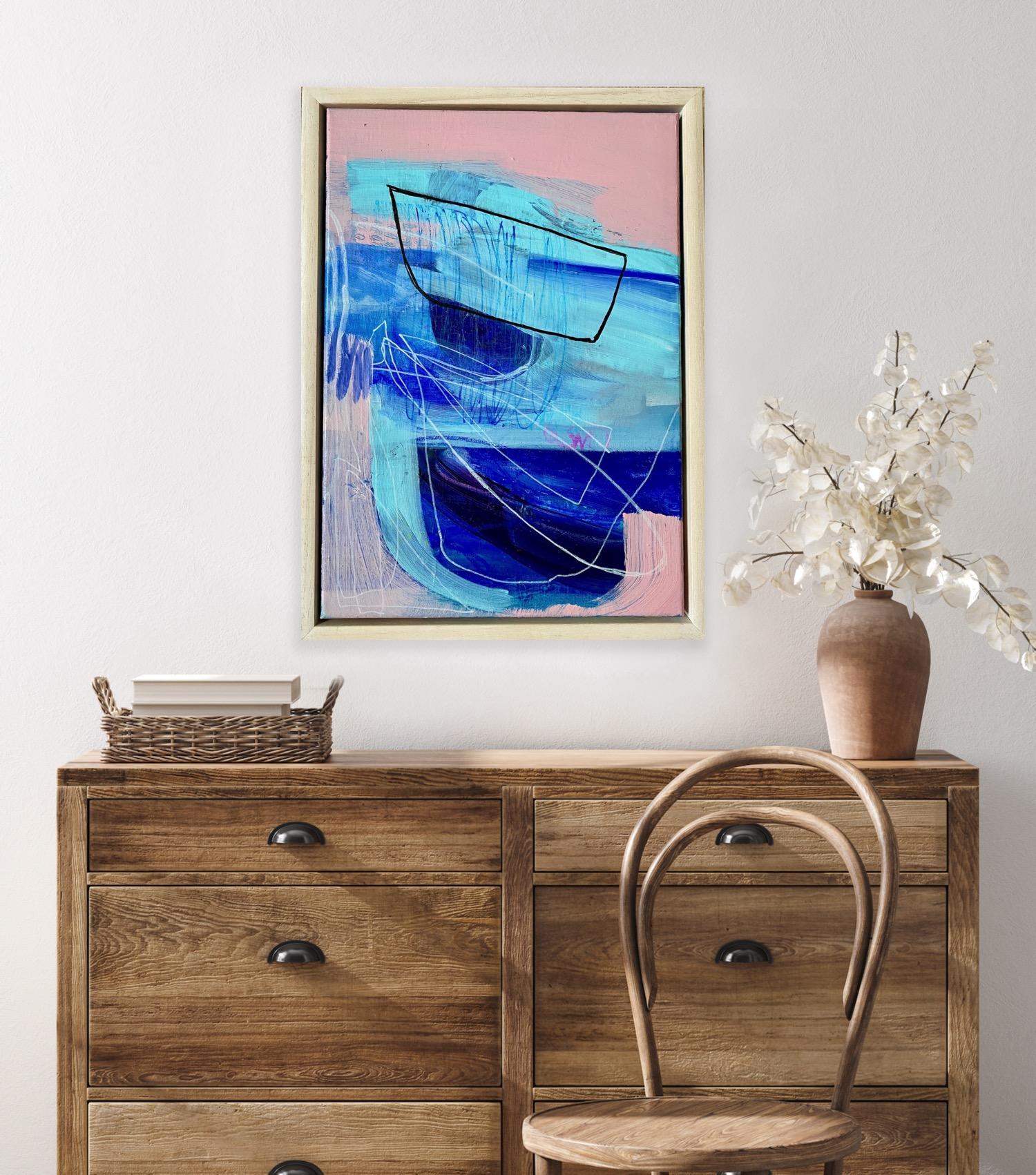 Serie del dolore #3, Pittura originale, Paesaggio, Arte astratta - Abstract Painting Blu di Julia Godden