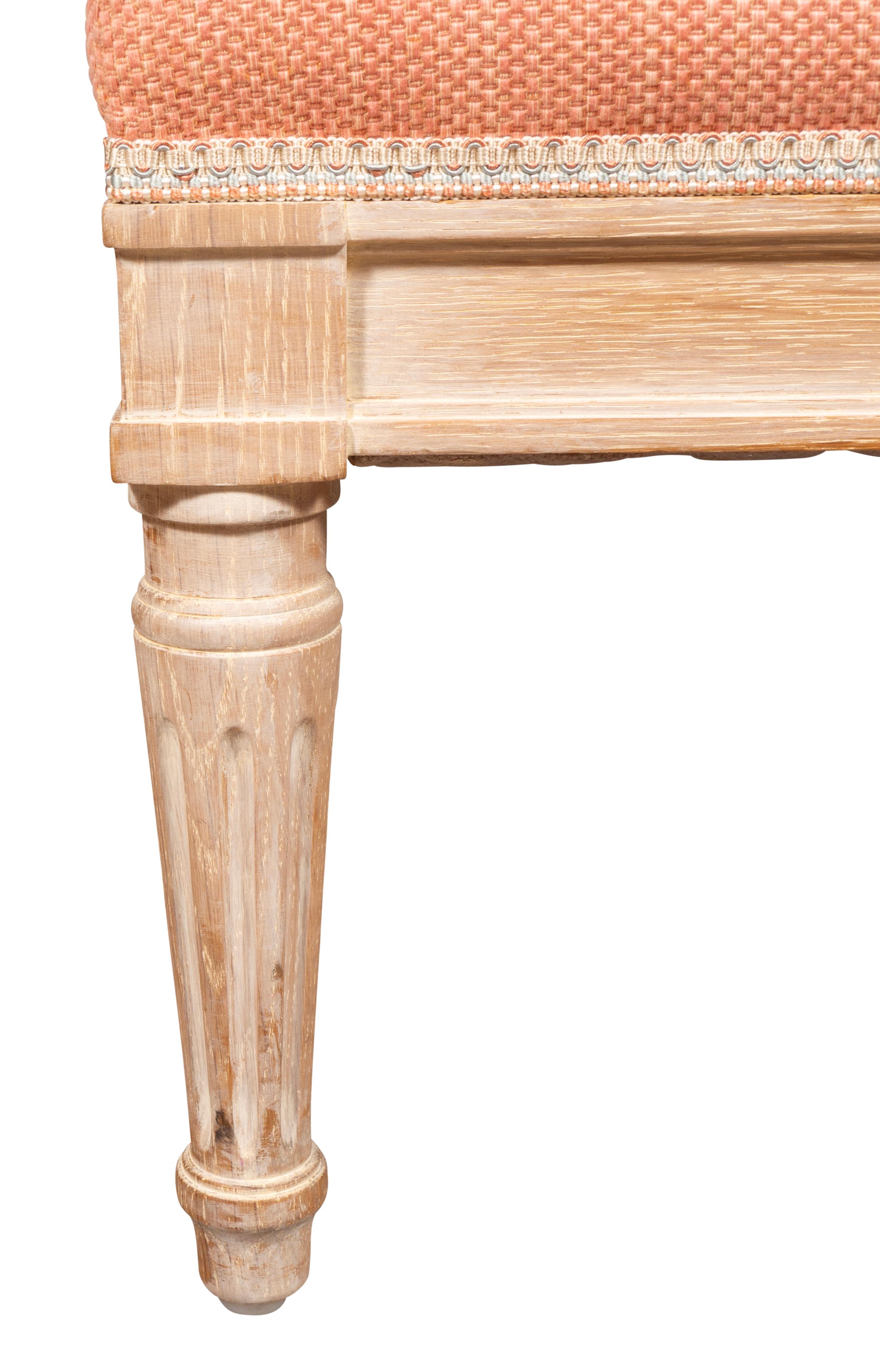 Julia Gray Louis XVI Style Cerused Oak Bench For Sale 3