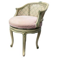 Julia Gray New York Louis XV Style Carved Wood Swivel Vanity Stool Chair