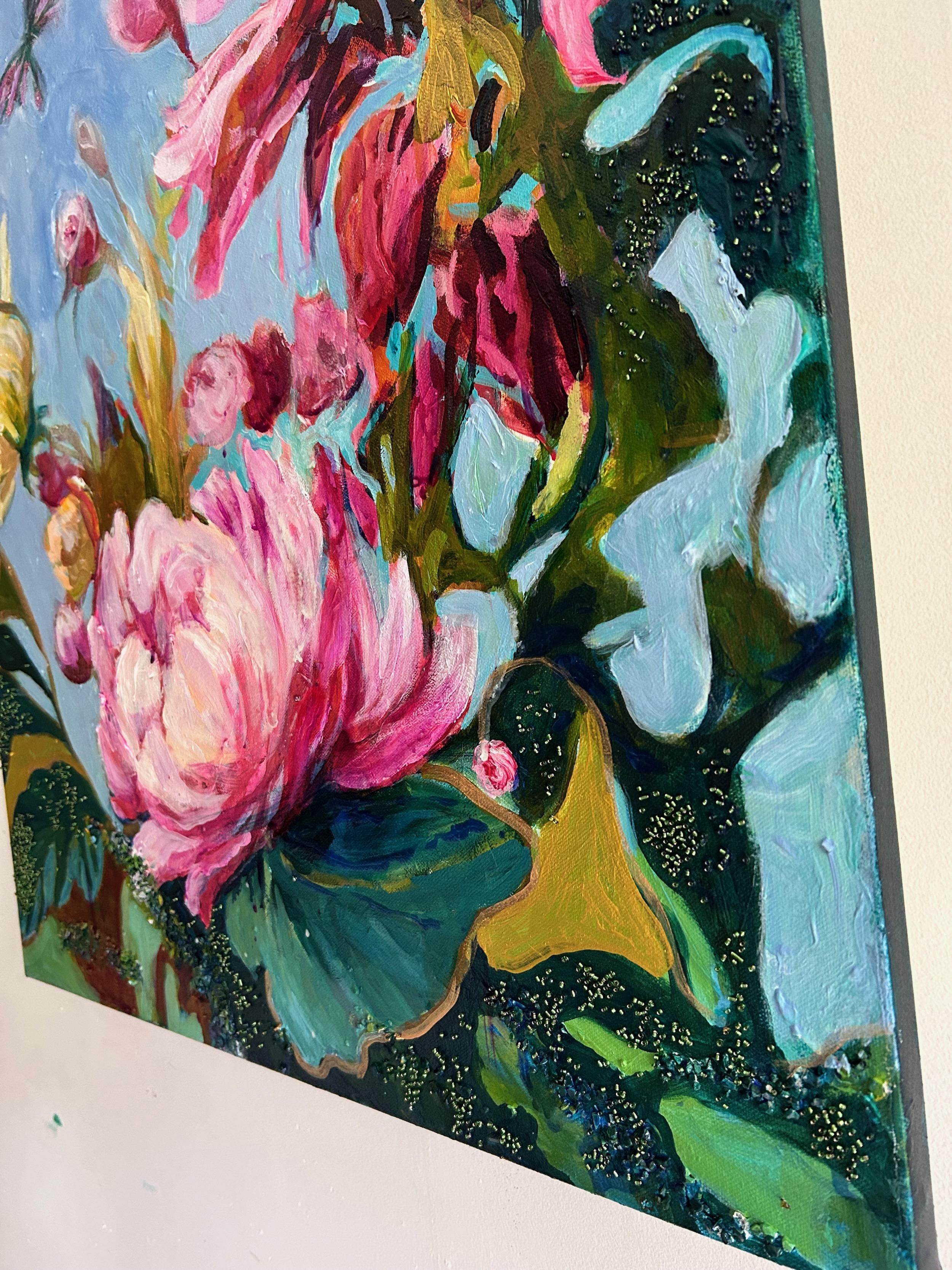 Les fleurs sont éternelles, peinture originale - Contemporain Mixed Media Art par Julia Hacker