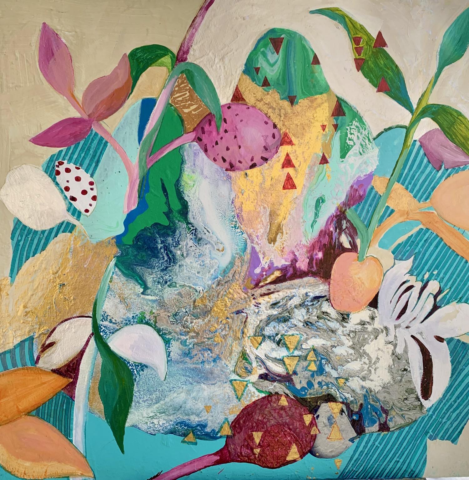Abstract Painting Julia Hacker - Entre un rocher et un ciel, peinture abstraite