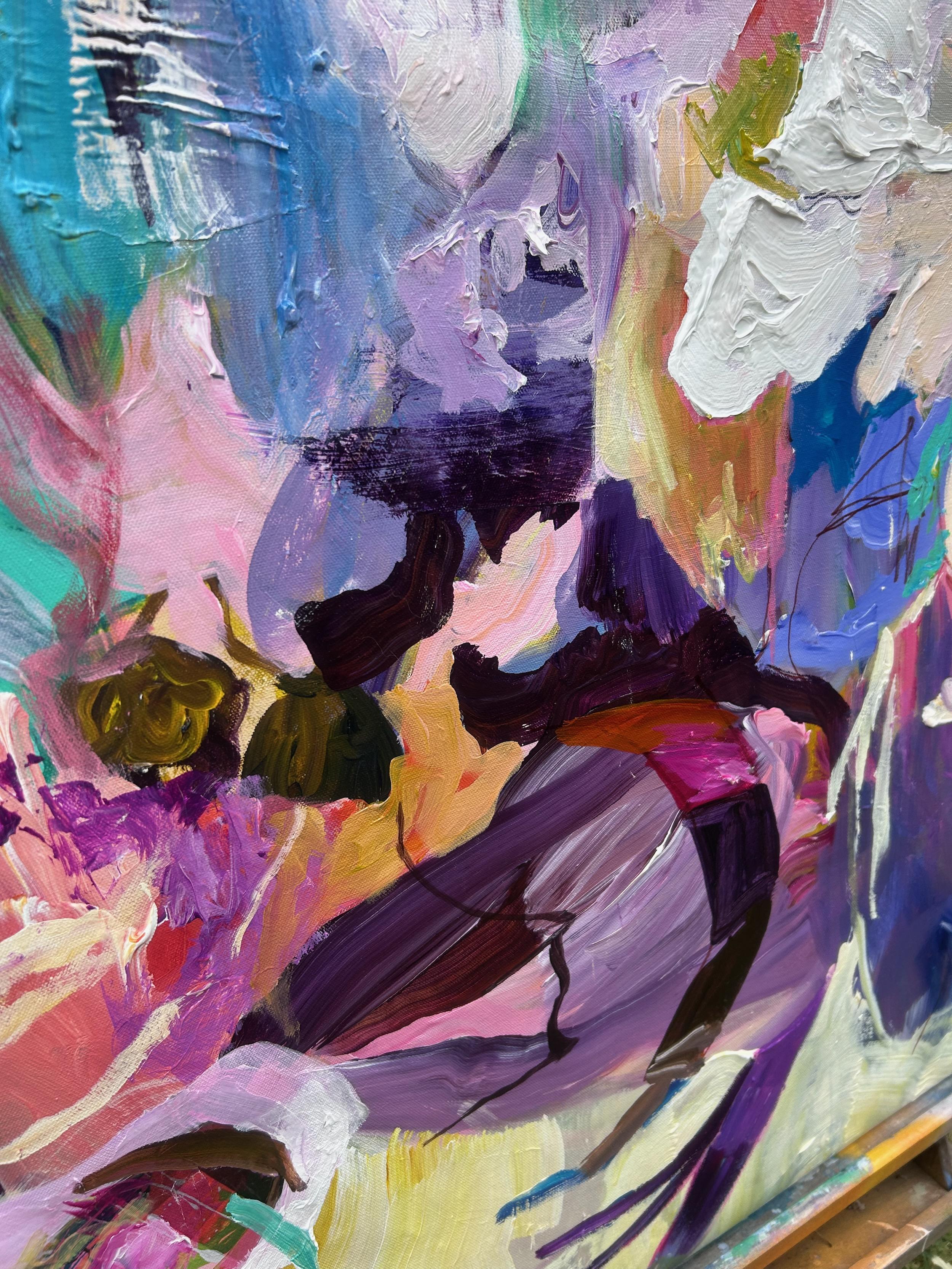 <p>Commentaires de l'artisteCette grande peinture abstraite se caractérise par des contrastes audacieux et des détails texturaux complexes.<br> Les fleurs d'un bleu, d'un violet et d'un jaune éclatants confèrent à la composition une qualité
