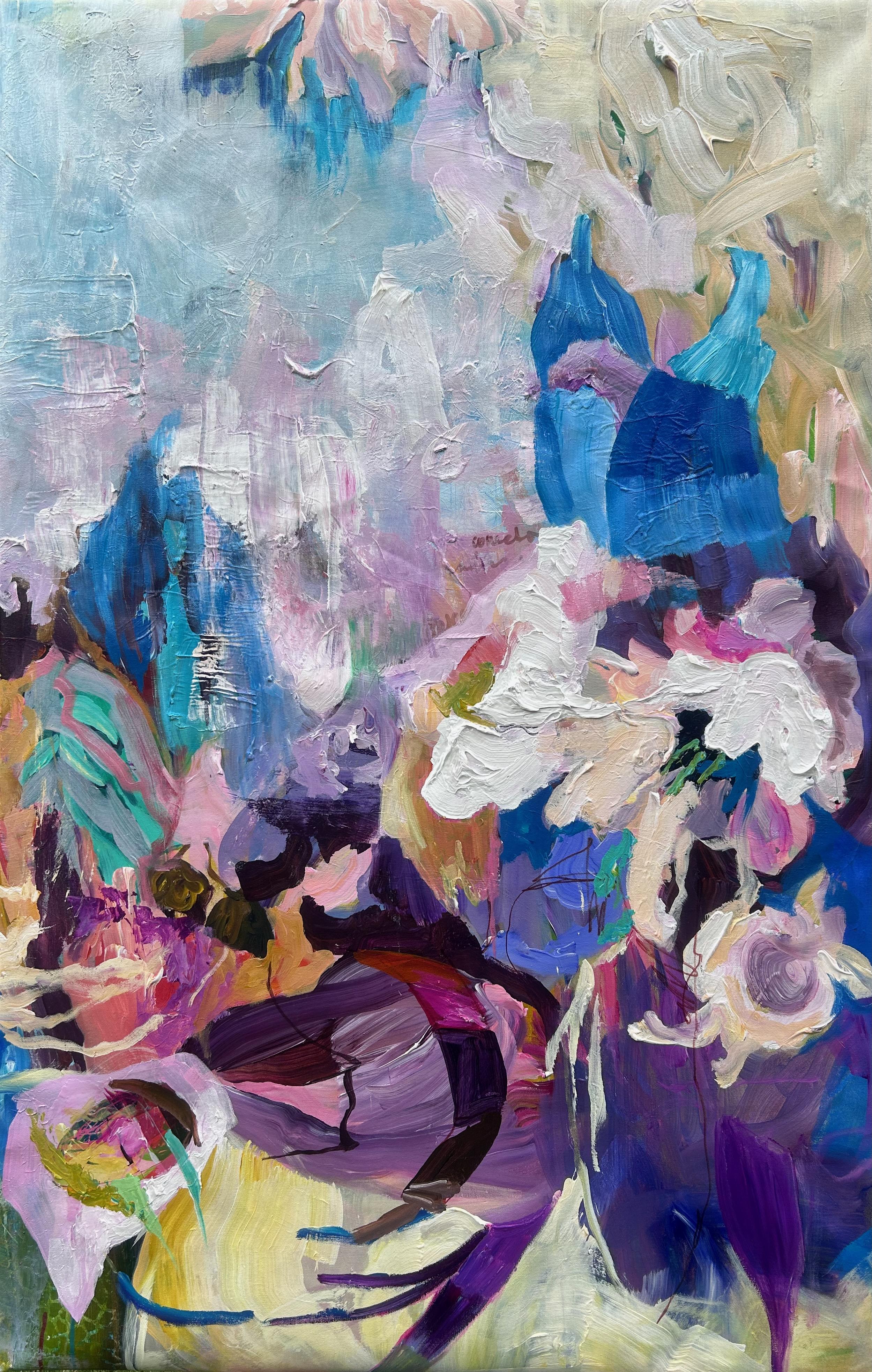Still-Life Painting Julia Hacker - Cloches bleues, peinture abstraite