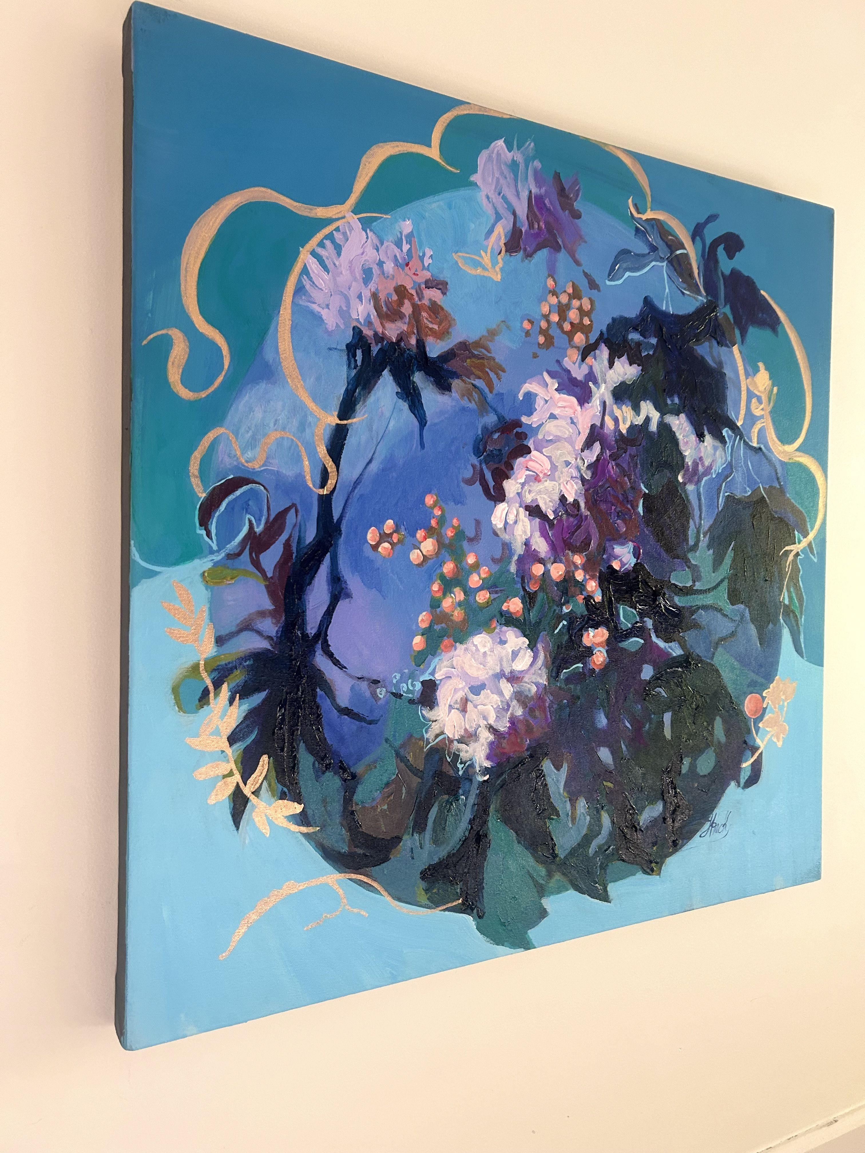 Pianeta blu, Pittura, Acrilico su tela - Painting Espressionismo astratto di Julia Hacker