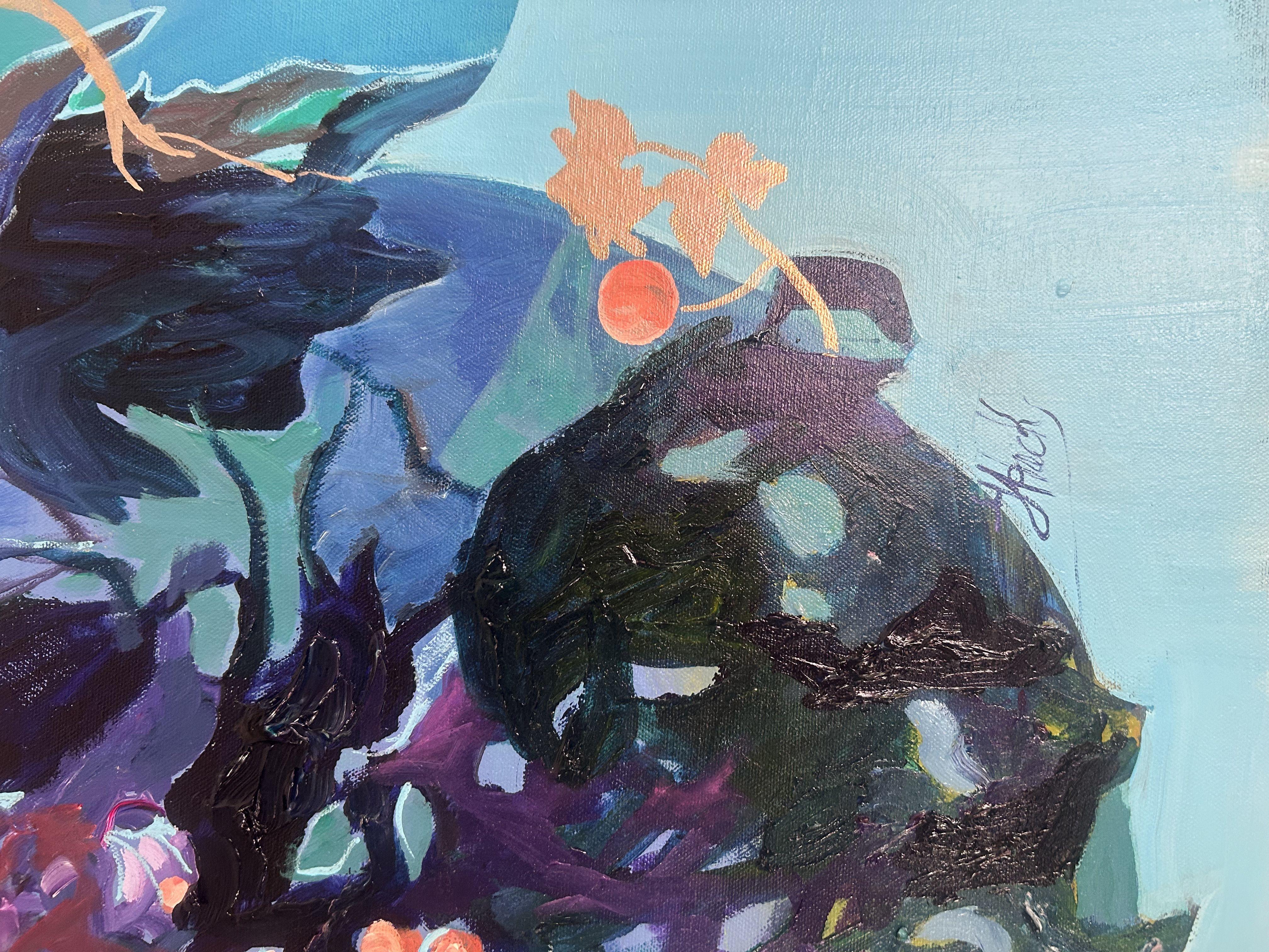 Pianeta blu, Pittura, Acrilico su tela in vendita 1
