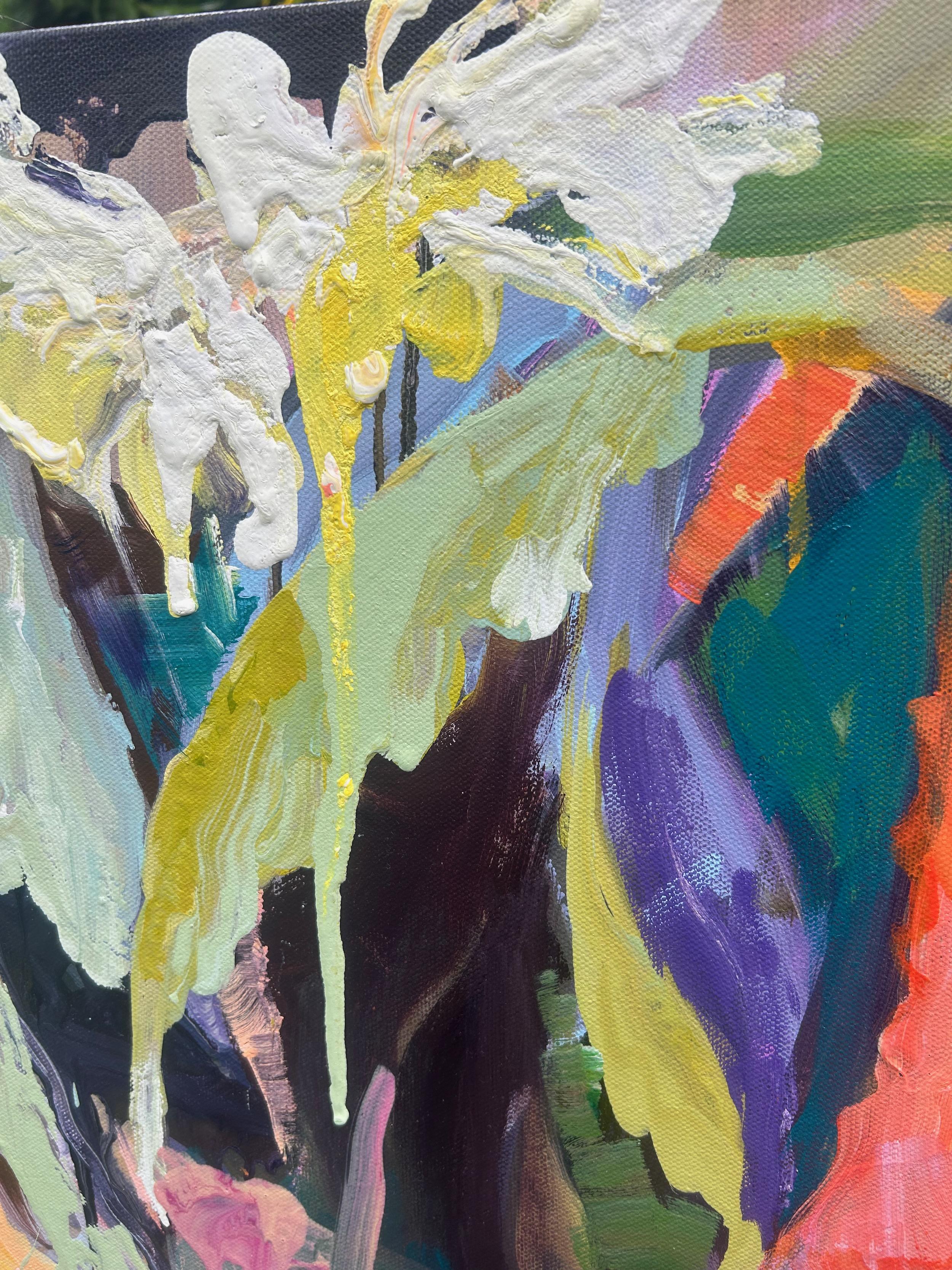 Peinture abstraite à fleurs - Painting de Julia Hacker