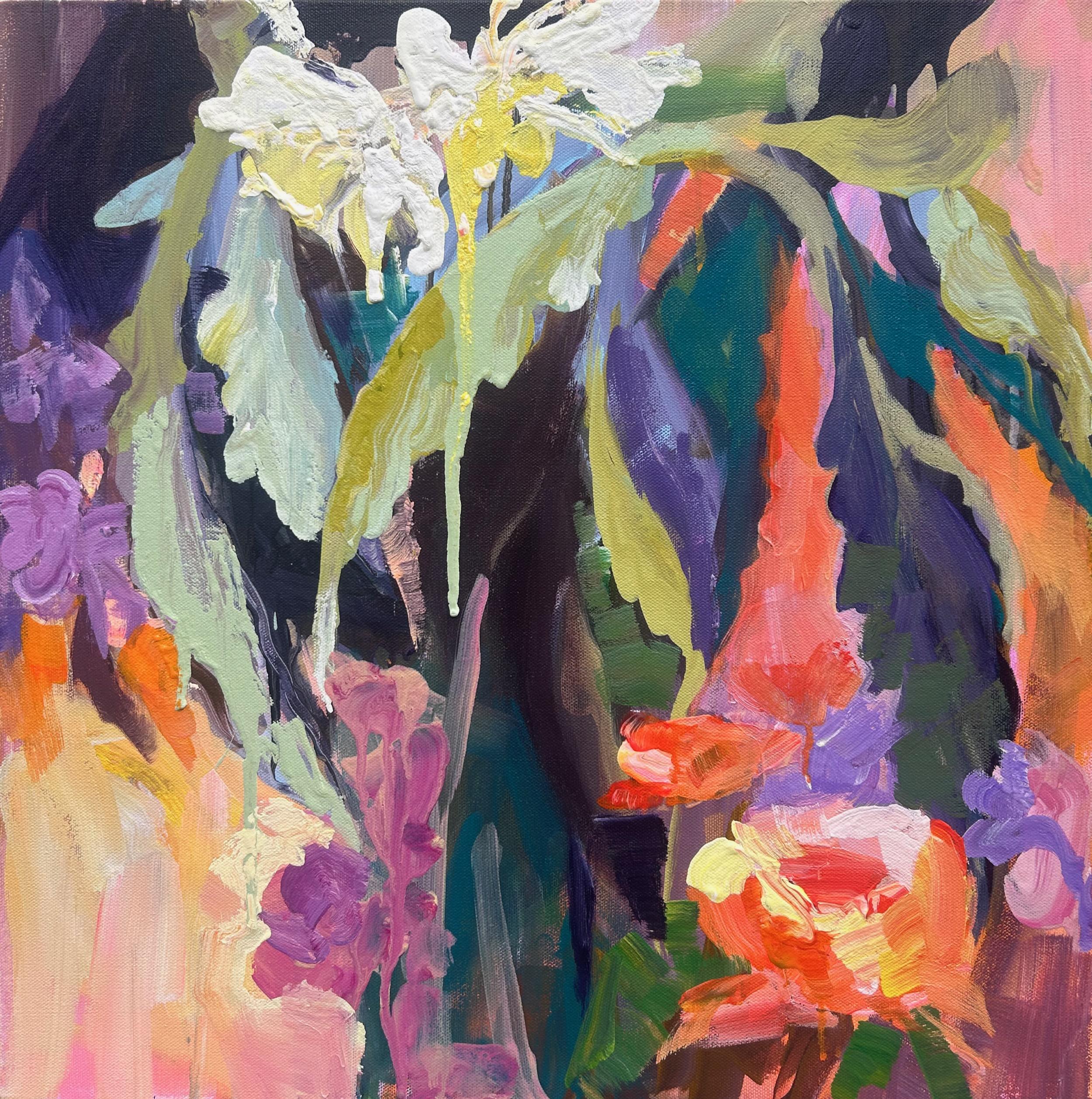 Abstract Painting Julia Hacker - Peinture abstraite à fleurs