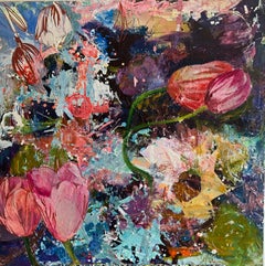 Floral Extravaganza, Abstract Oil Painting