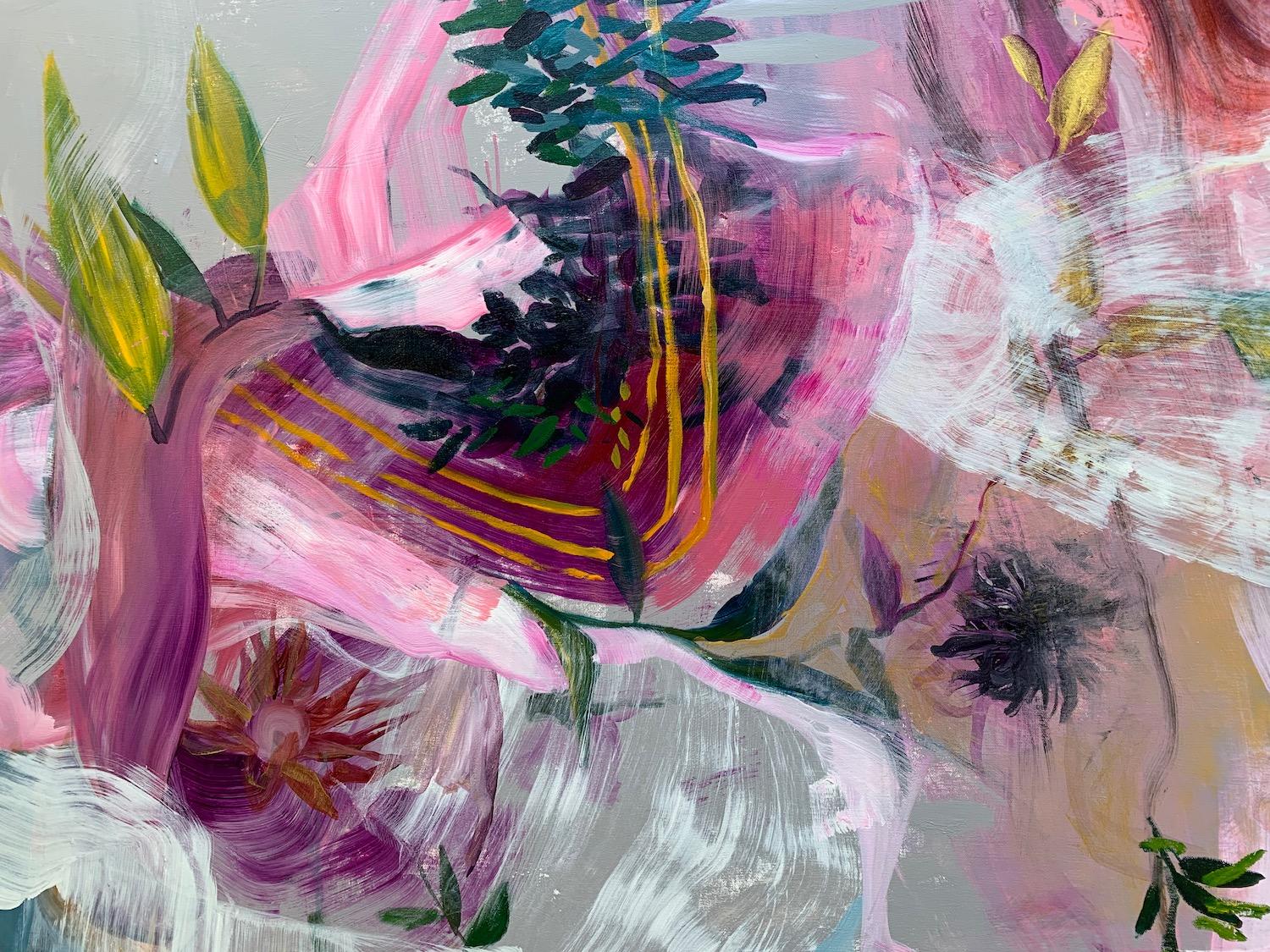 Force de la vie, peinture abstraite - Gris Abstract Painting par Julia Hacker