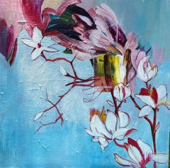 Magnolia in spring, Painting, Acrylic on Canvas