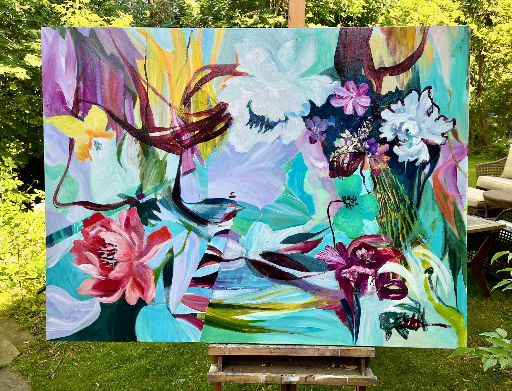 <p>Artist Comments<br>Artist Julia Hacker creates a whimsical painting inspired by nature and flora. Made in Julia's signature style, bright, festive colors and dynamic composition dominate the work. Vibrant blooming flowers ebb and flow amidst