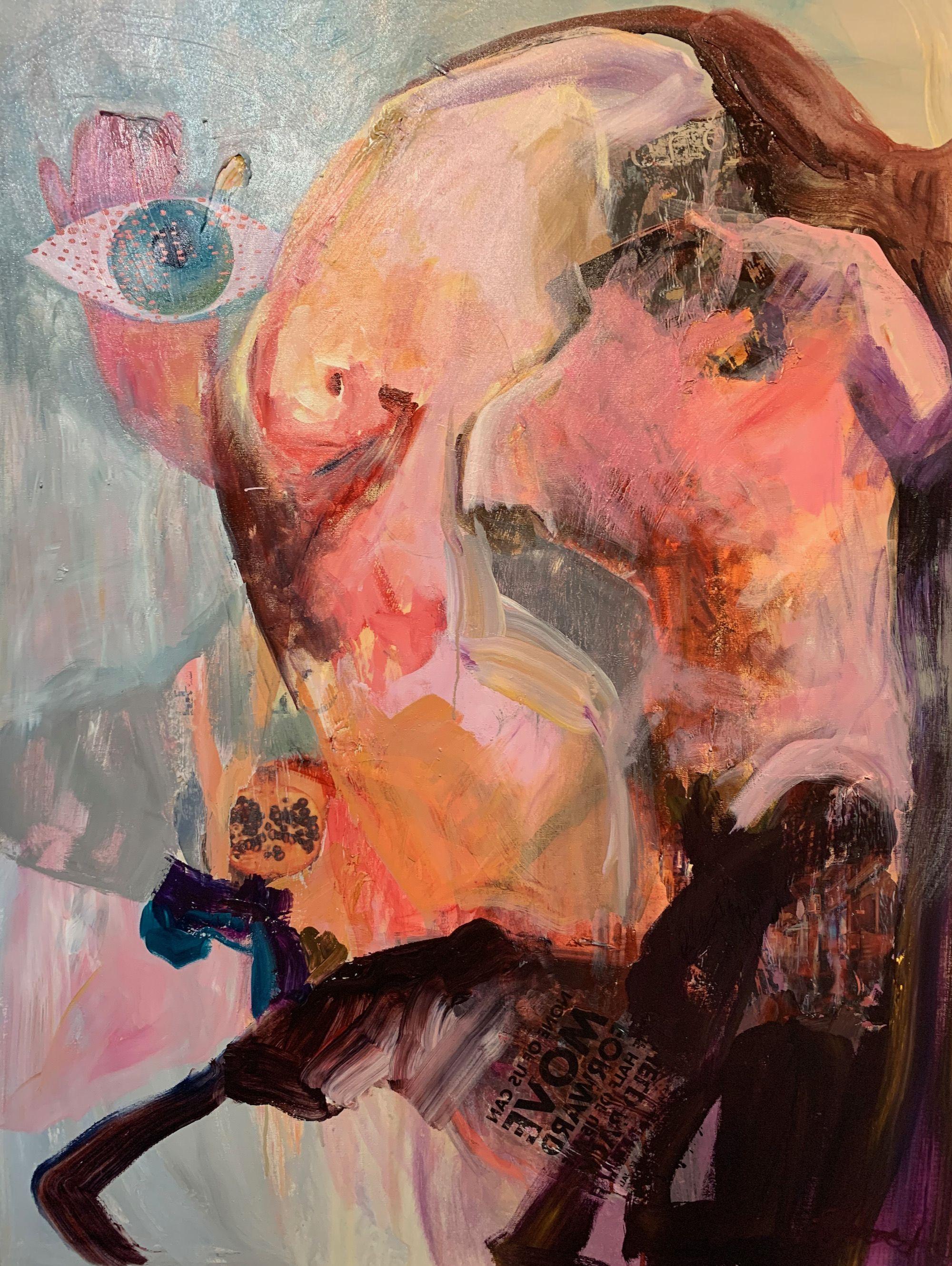 Unter seinem Auge, Gemälde, Acryl auf Leinwand – Painting von Julia Hacker