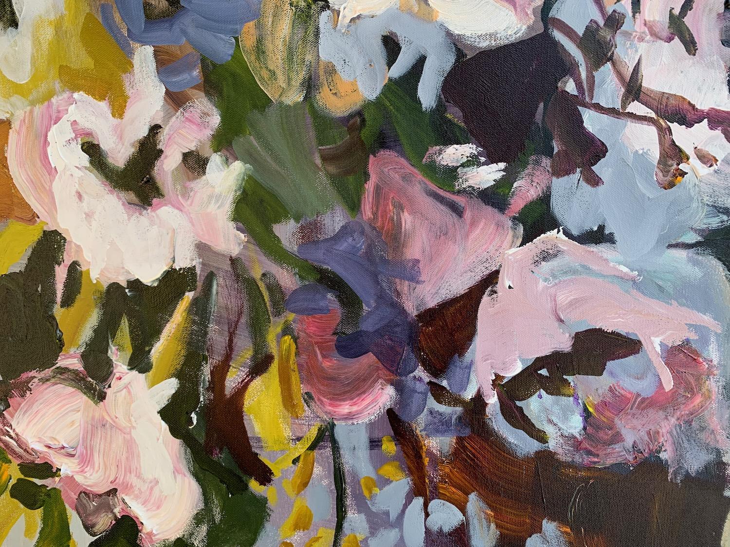 <p>Artist Comments<br>Artist Julia Hacker presents a dreamy floral painting marked by flowing gestural paintwork. Subtle pastel contrasts in the background allow for the more pronounced hues in the foreground to come through. 