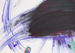 Ballpoint is Blue 1, Oil, ballpoint pen & colour pencil on paper, 42x30cm, 2021