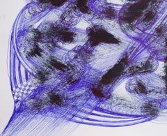 Ballpoint is Blue 3, Oil and ballpoint pen on paper, 42x30cm, 2021