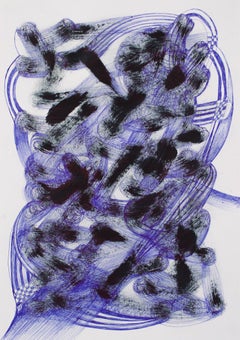 Ballpoint is Blue 3, Oil and ballpoint pen on paper, 42x30cm, 2021