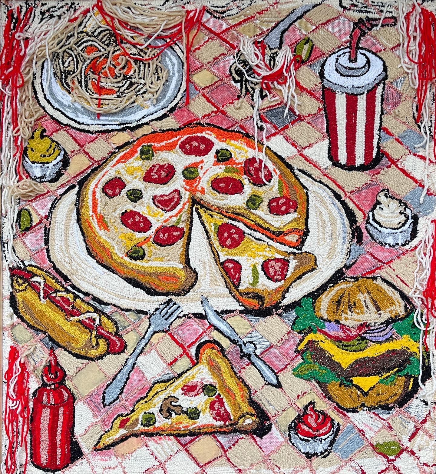 Still life with pizza - Mixed Media Art by Julia Kiryanova