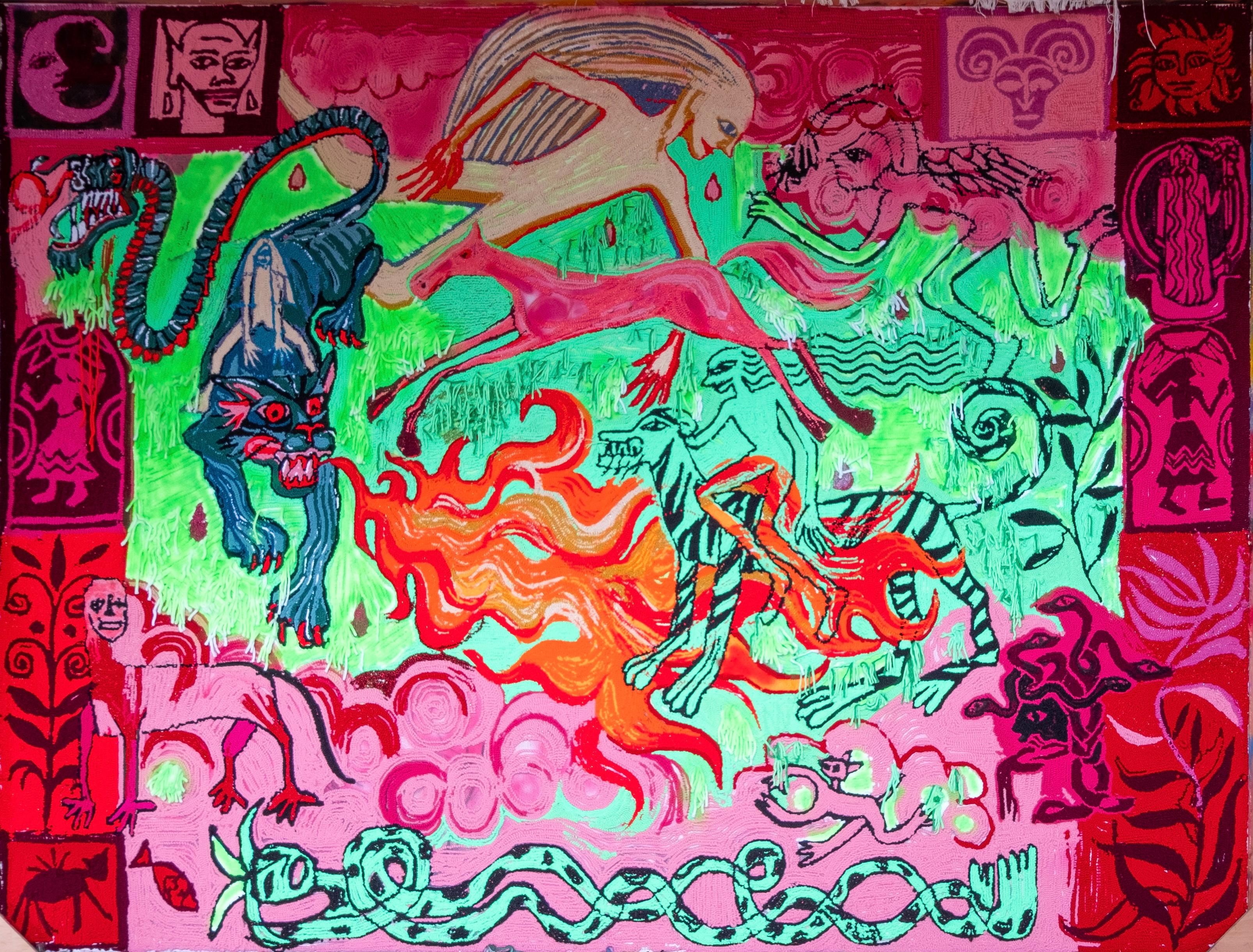 The pink horse - Mixed Media Art by Julia Kiryanova