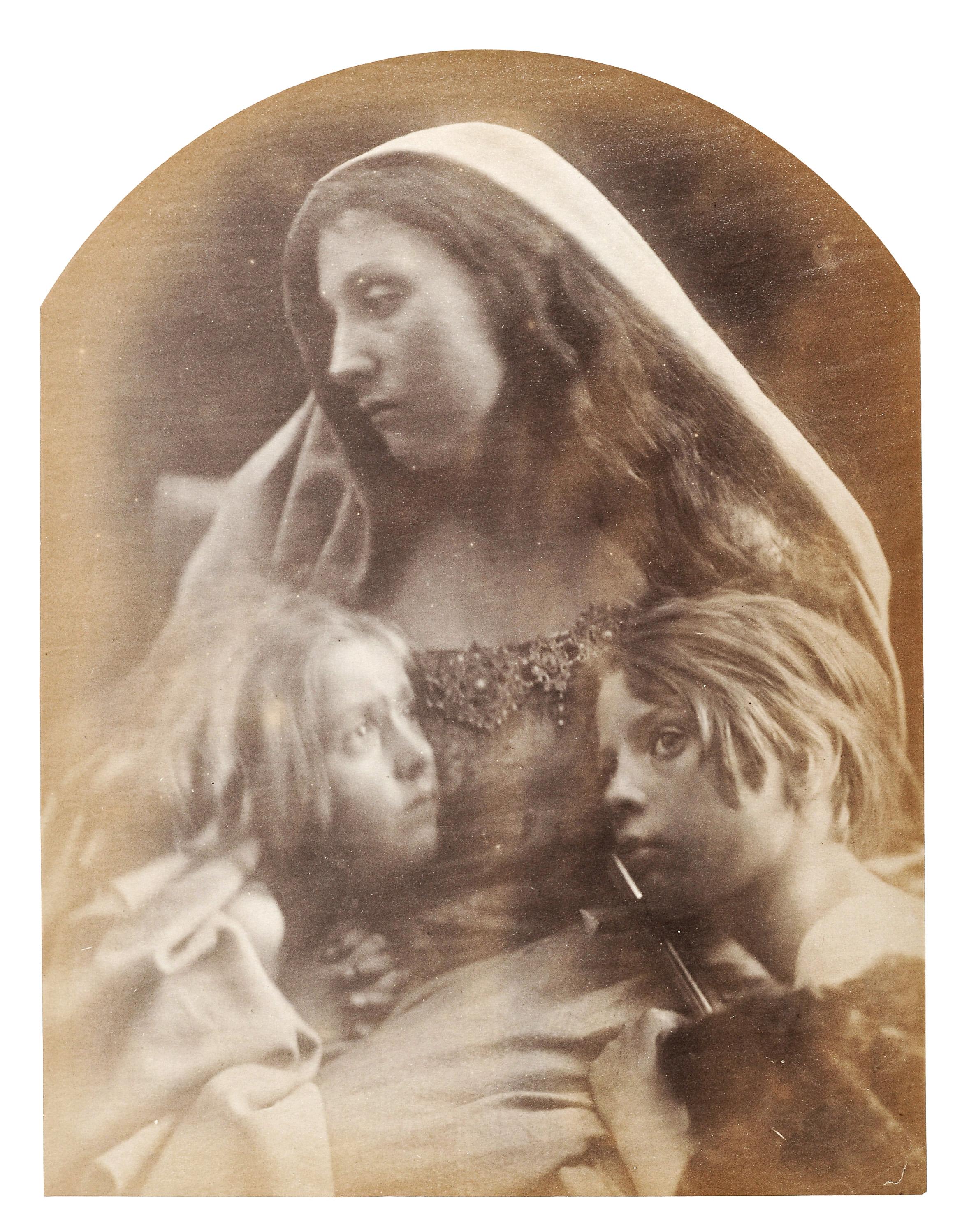 Julia Margaret Cameron Portrait Photograph - Saint Family: Rosie Prince, Mary Hillier & Freddy Gould, 19th Century Photograph