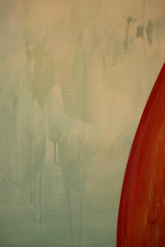Large Tall Red Bird Figure – Contemporary Painting by Julia Martins Miranda