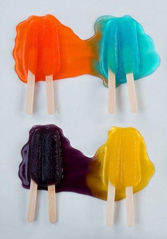 Four Melt - Melting orange, blue, purple, & yellow double popsicle summer grid