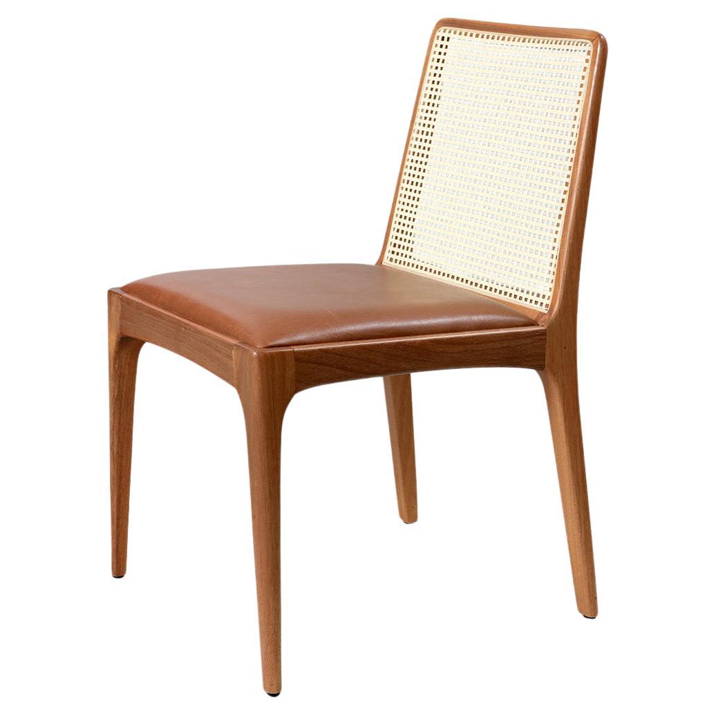 "Julia" Minimalist Chair in Solid Wood and Customized Handwoven For Sale