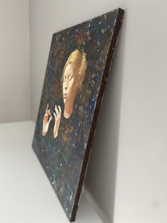 Angel II. Mystic/symbolistic portrait, vertical, dark colors, medium size.