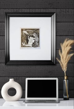 Armonia. Un'incisione tenera, dolce e delicata con madre, figlia e una capra:)