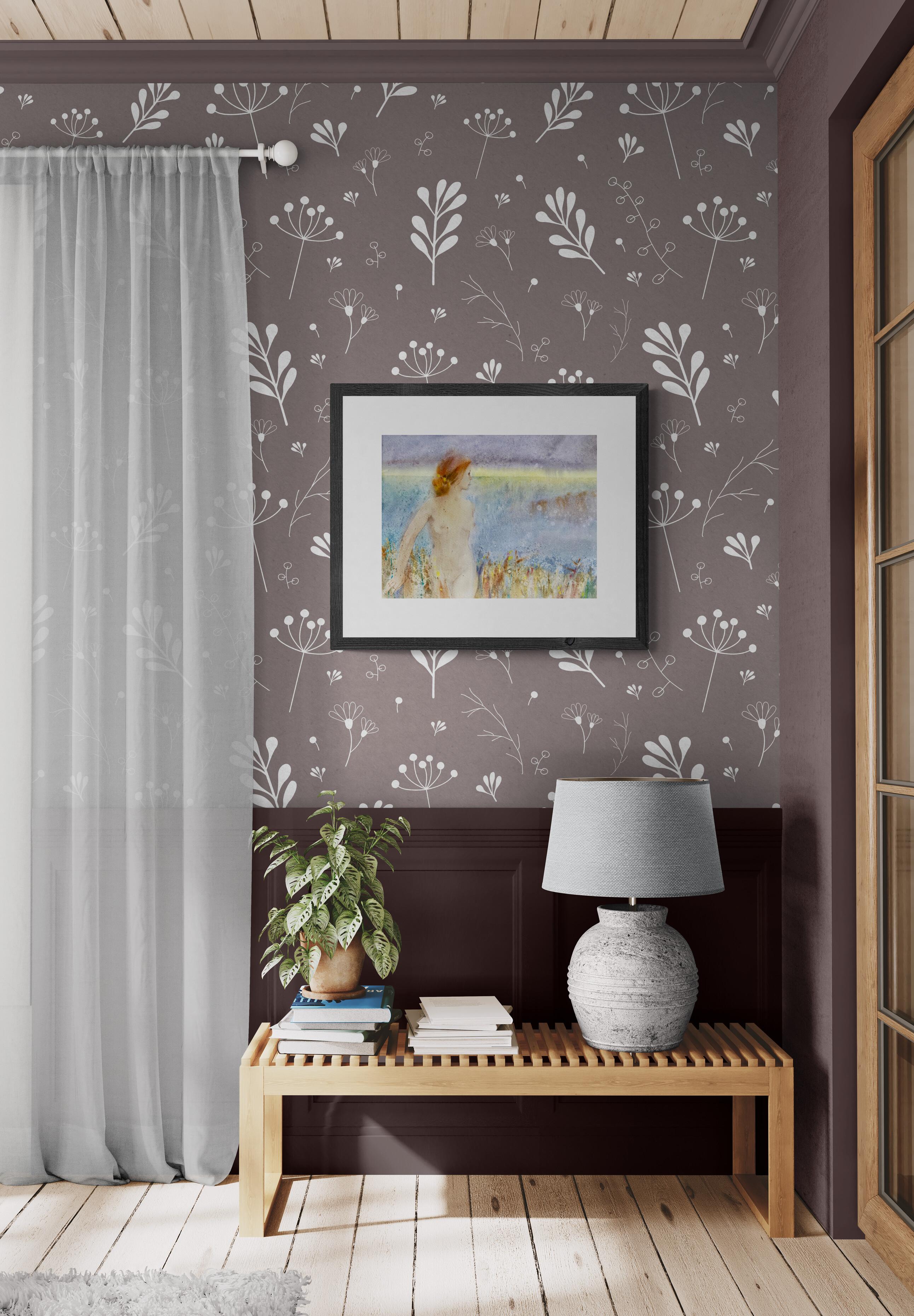 Paseo Crepuscular. Acuarela tierna sobre papel, lavanda, paisaje, tamaño mediano en venta 3