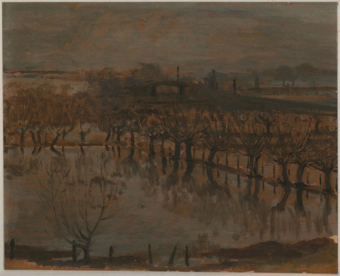 Julia Morley (19172008) - Huile du milieu du 20e siècle, Hiver sur la banlieue de To 1