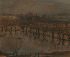 Julia Morley (19172008) - Huile du milieu du 20e siècle, Hiver sur la banlieue de To