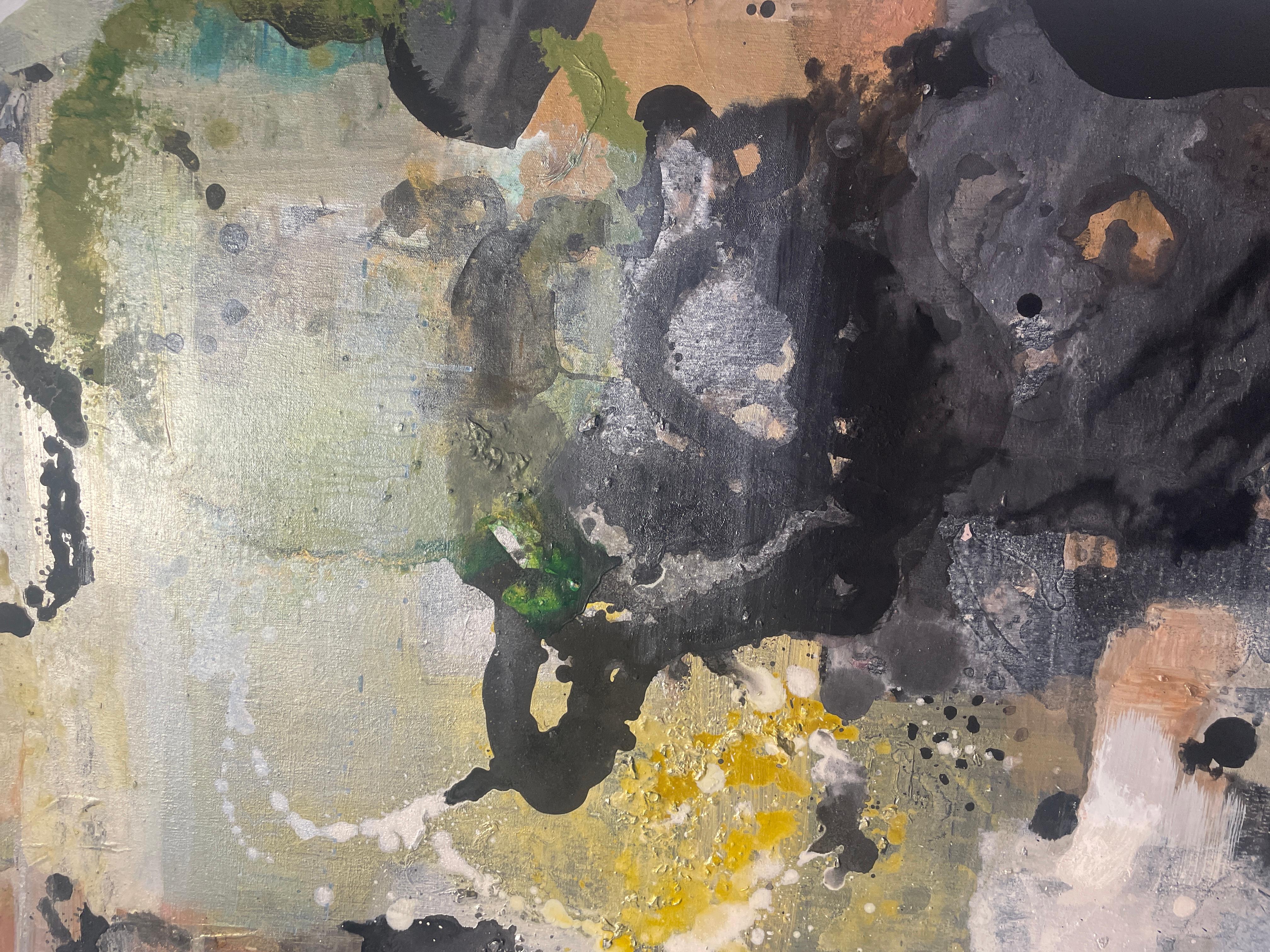 Arial New - Gris Abstract Painting par Julia Nee Chu