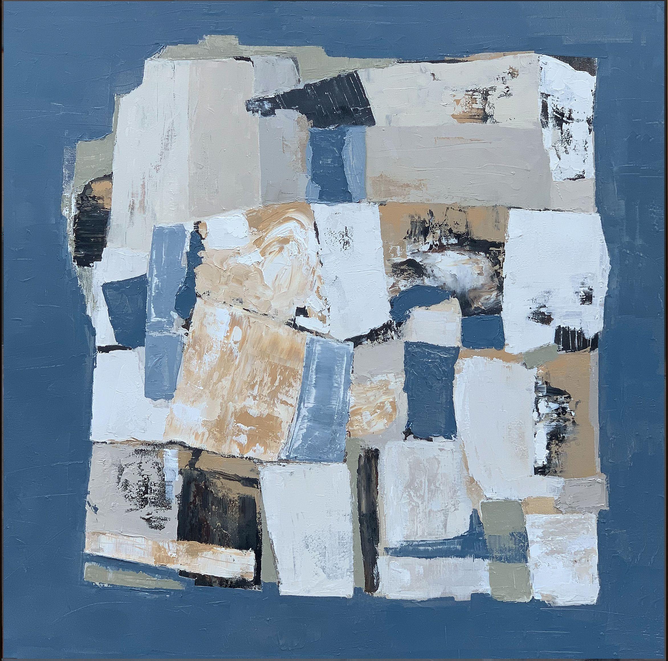 Julia Niiazbekova Abstract Painting - Blue Maze, Painting, Oil on Canvas