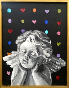 Dreamy Angel, Painting, Oil on Wood Panel