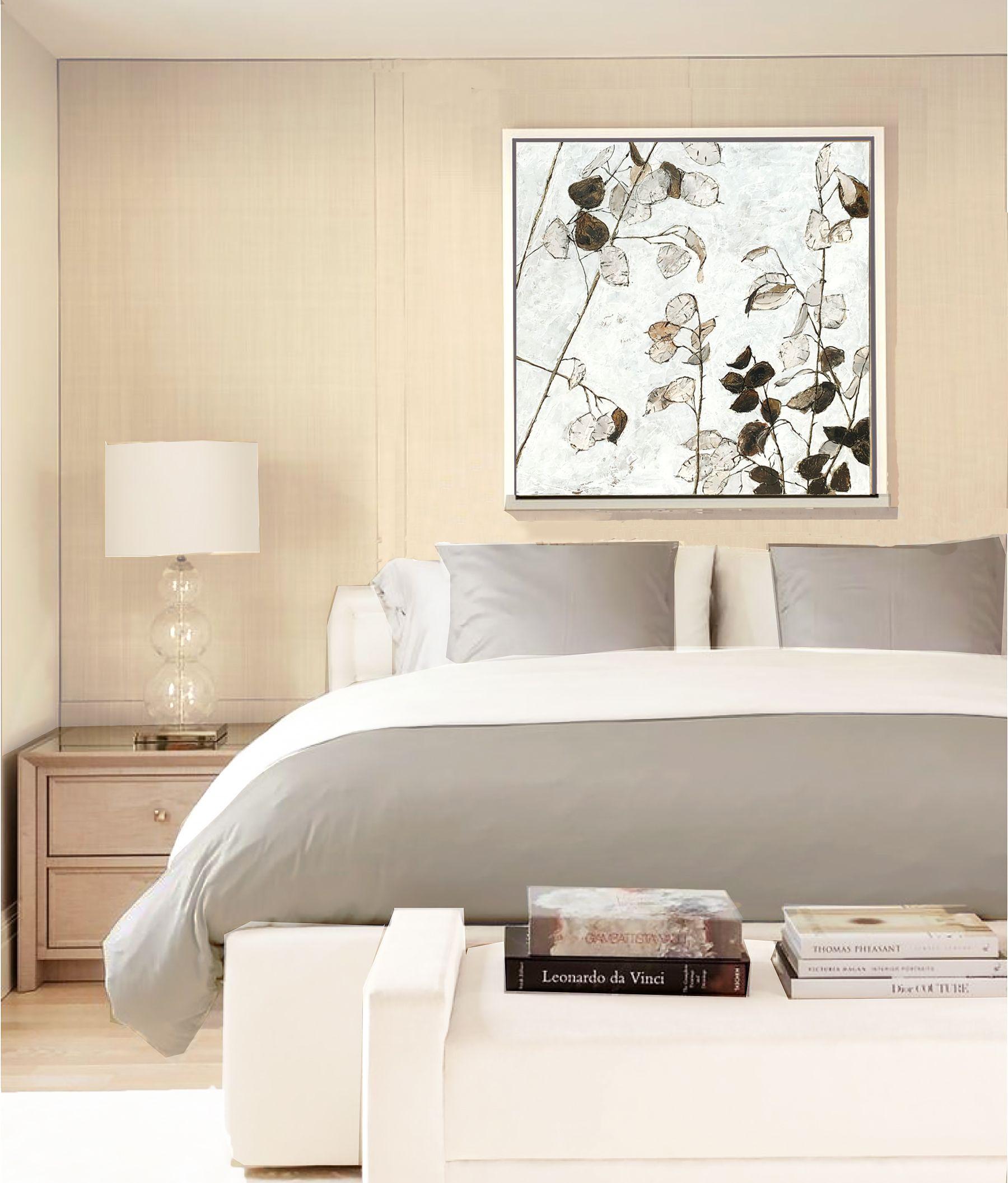Lunaria, Painting, Oil on Canvas - Gray Abstract Painting by Julia Niiazbekova