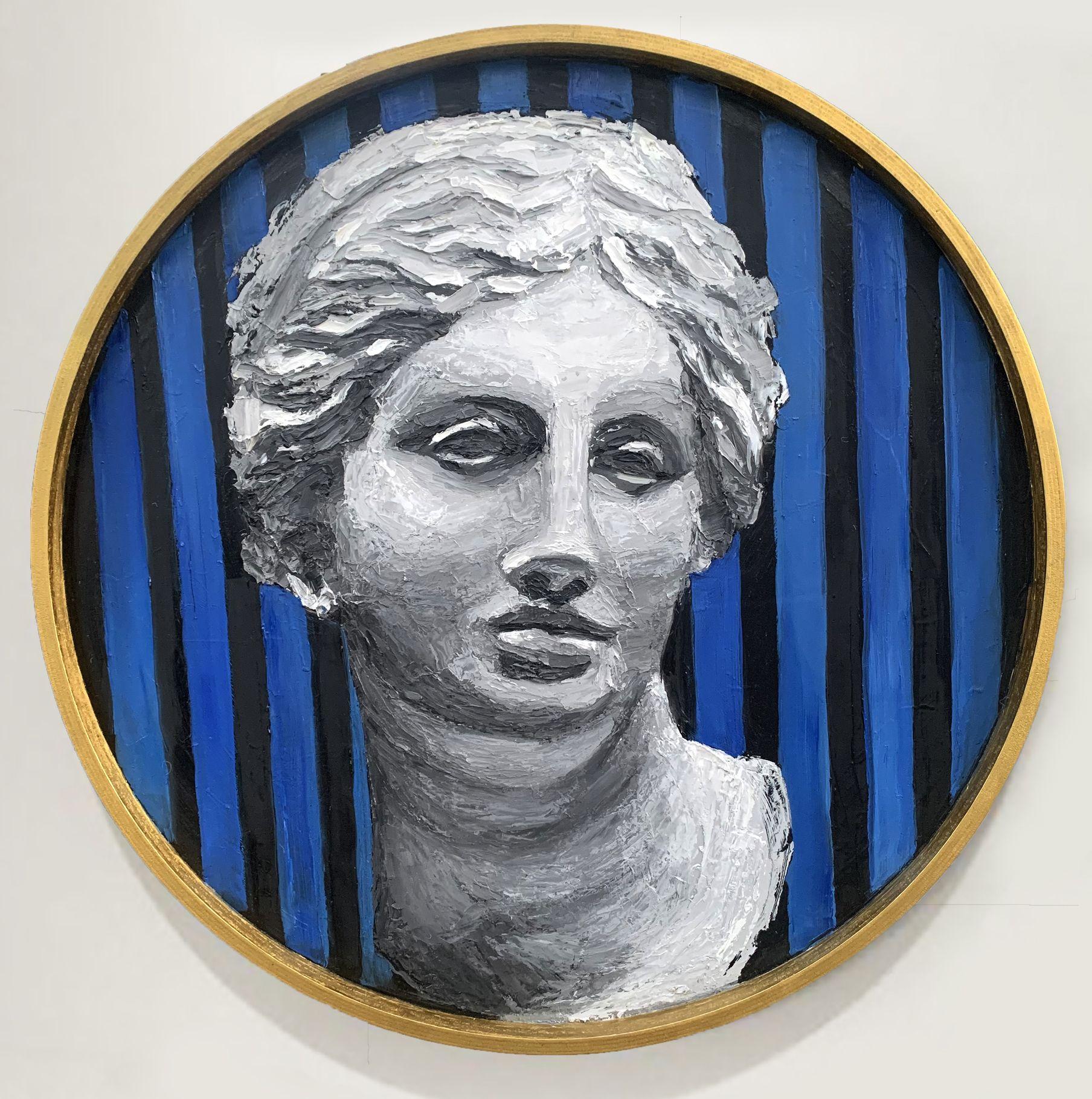Julia Niiazbekova Abstract Painting – Venus in Blau, Gemälde, Öl auf Holzplatte