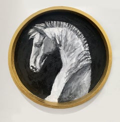 White Horse, Painting, Oil on Wood Panel