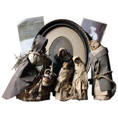Antique Julia Norris Rare Collection of Five 19th Century Folk Art Sculpted Paper Ladies