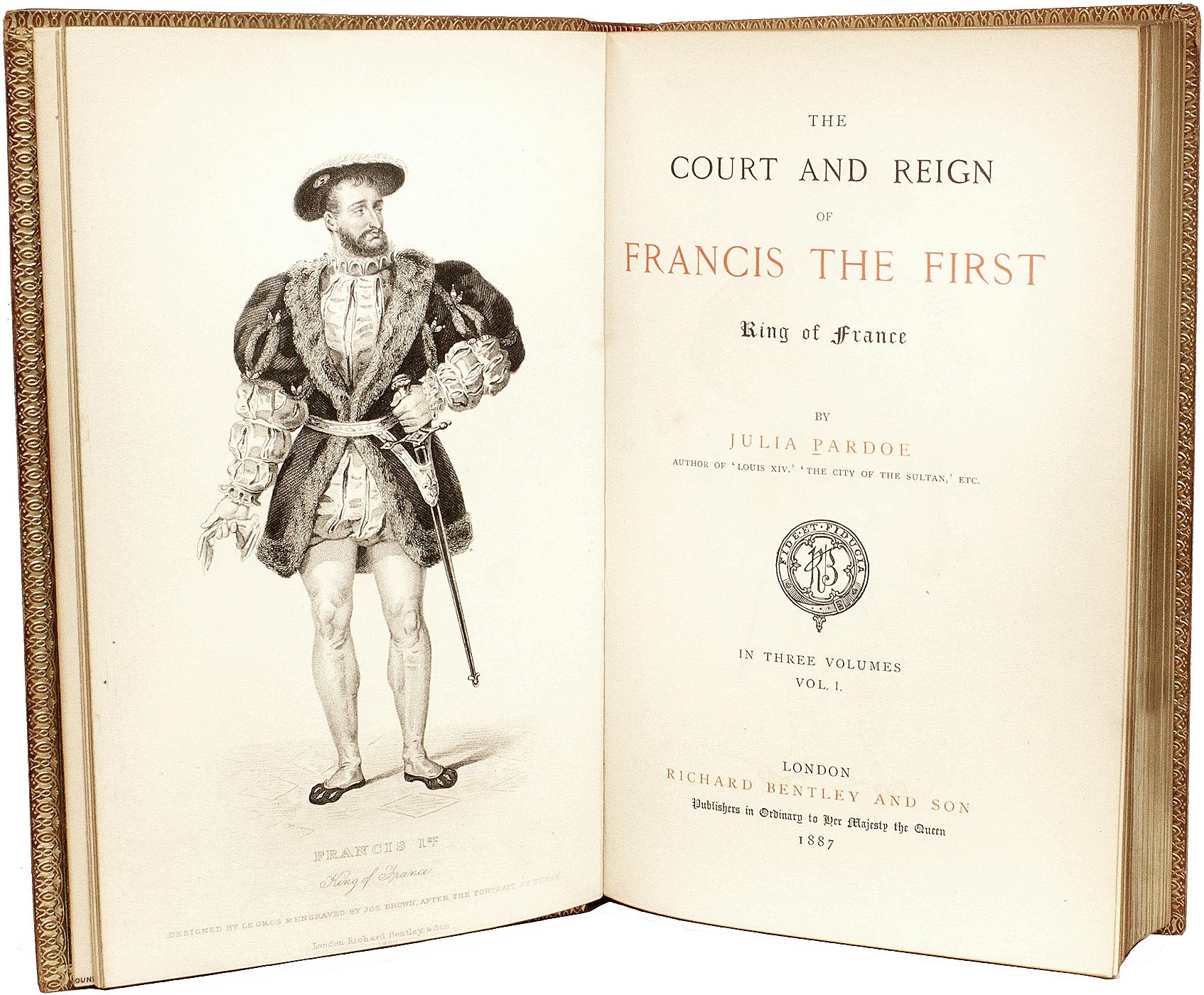 Julia PARDOE. The Court And Reign Of Francis - 3 vols - 1887 - IN A FINE BINDING In Good Condition For Sale In Hillsborough, NJ